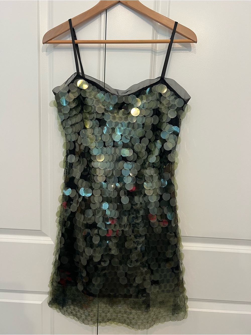 NWT Gianni Bini Emory Sequin Dress Olive Green Iridescent Cocktail sz10